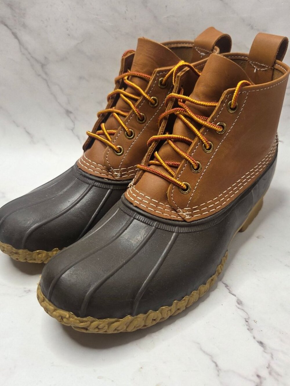 L.L. Bean Boots Brown Leather Ankle Duck Boots Waterproof Rain Men's 9